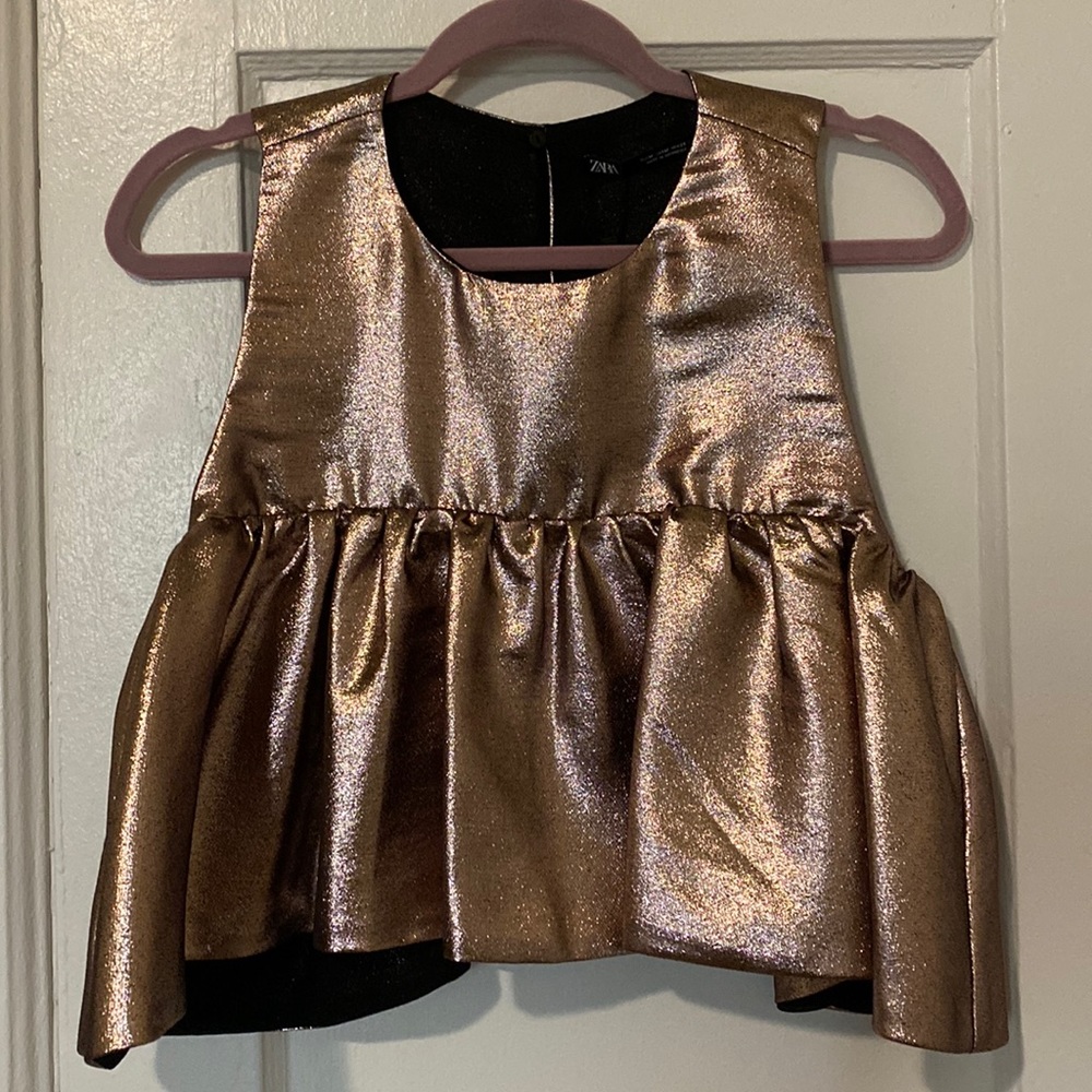 Zara Cropped Party Top - M